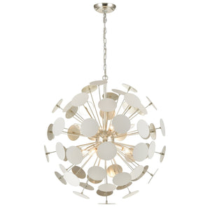 Atlas Modish 6-Light Chandelier – Sculptural Contemporary Design with Silver Leaf Finish for Stunning Illumination Matte White 28'' CL12348-WH