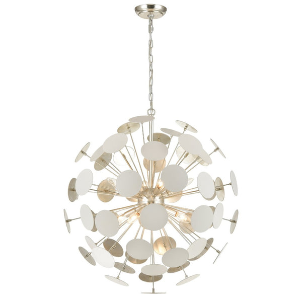 Atlas Modish 6-Light Chandelier – Sculptural Contemporary Design with Silver Leaf Finish for Stunning Illumination Matte White 28'' CL12348-WH