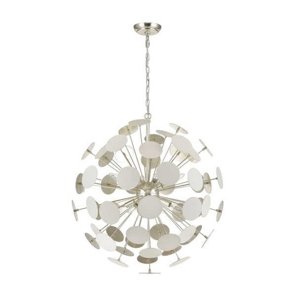 Atlas Modish 6-Light Chandelier – Sculptural Contemporary Design with Silver Leaf Finish for Stunning Illumination Matte White 28'' CL12348-WH