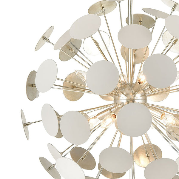 Atlas Modish 6-Light Chandelier – Sculptural Contemporary Design with Silver Leaf Finish for Stunning Illumination Matte White 28'' CL12348-WH