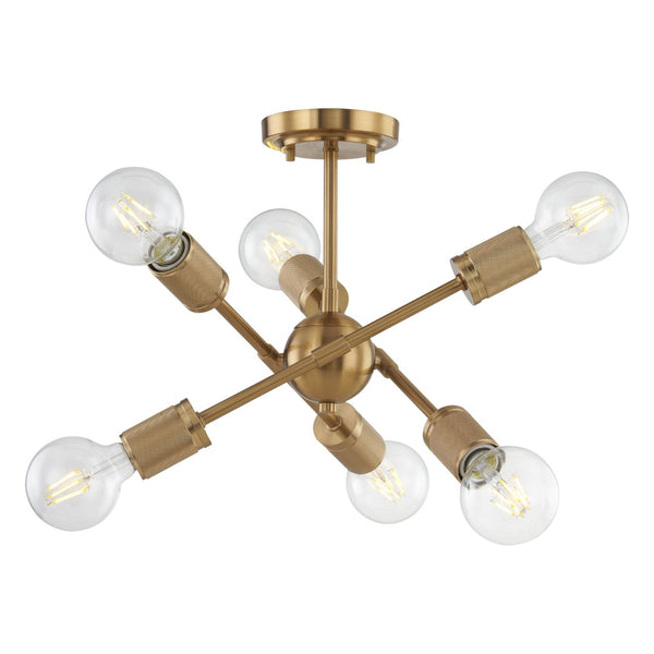 Atlas Module 15'' Wide 6-Light Semi Flush Mount - Stylish Midcentury Brass Fixture for Modern Spaces CL12349-BS