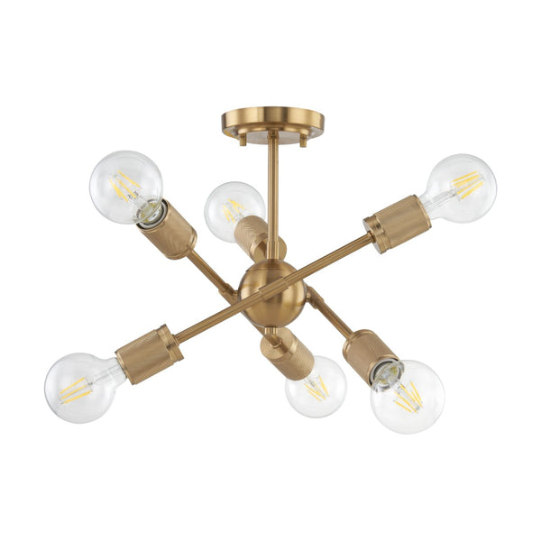 Atlas Module 15'' Wide 6-Light Semi Flush Mount - Stylish Midcentury Brass Fixture for Modern Spaces CL12349-BS