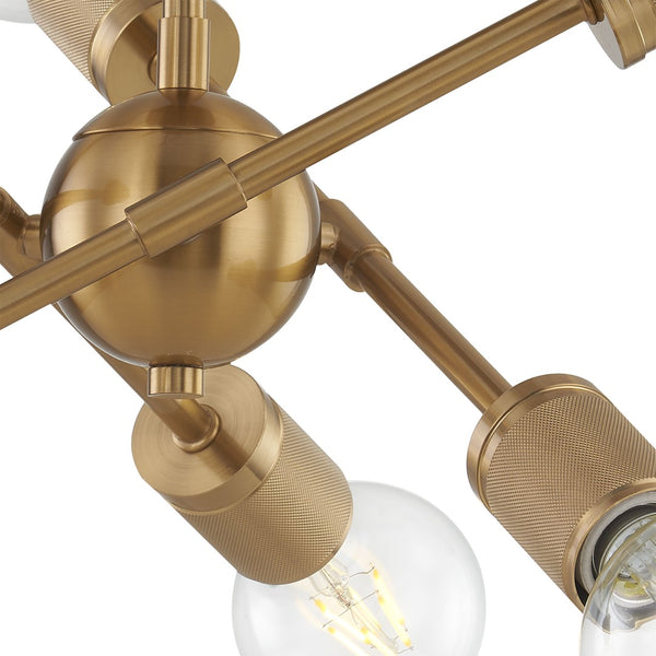 Atlas Module 15'' Wide 6-Light Semi Flush Mount - Stylish Midcentury Brass Fixture for Modern Spaces CL12349-BS