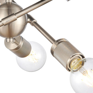 Atlas Module 15" Wide 6-Light Semi Flush Mount - Industrial Midcentury Design in Satin Nickel Finish CL12349-NK