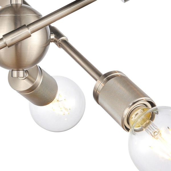 Atlas Module 15" Wide 6-Light Semi Flush Mount - Industrial Midcentury Design in Satin Nickel Finish CL12349-NK