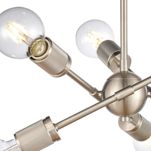 Atlas Module 15" Wide 6-Light Semi Flush Mount - Industrial Midcentury Design in Satin Nickel Finish CL12349-NK