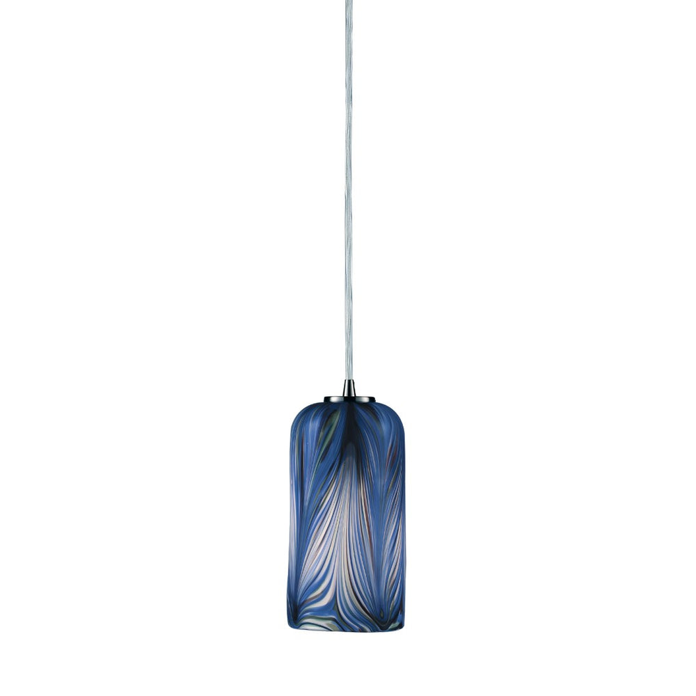 Atlas Molten Hand-Blown 1-Light Pendant - Artisanal Blue Glass with Satin Nickel Finish for Modern Spaces CL12350-BL