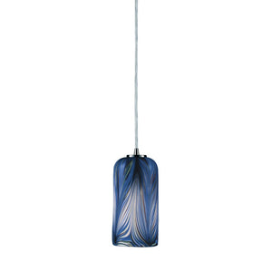 Atlas Molten Hand-Blown 1-Light Pendant - Artisanal Blue Glass with Satin Nickel Finish for Modern Spaces CL12350-BL