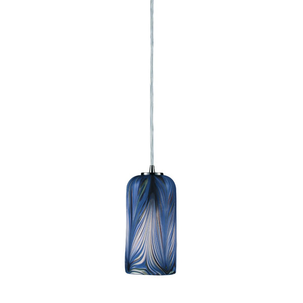 Atlas Molten Hand-Blown 1-Light Pendant - Artisanal Blue Glass with Satin Nickel Finish for Modern Spaces CL12350-BL