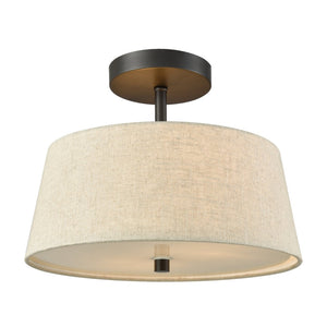 Atlas Morgan 15'' Wide 2-Light Semi Flush Mount - Elegant Linen Shade for Warm, Inviting Illumination Oil Rubbed Bronze CL12353-BZ