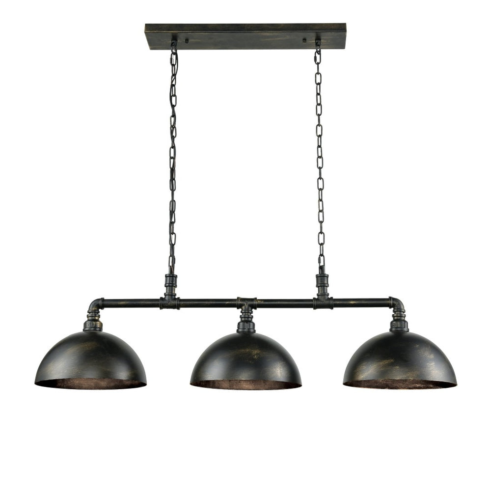 Atlas Mulvaney 49" Wide Rustic-Industrial 3-Light Linear Chandelier - Weathered Black & Gold Finish CL12355-BK