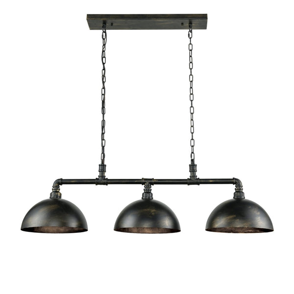 Atlas Mulvaney 49" Wide Rustic-Industrial 3-Light Linear Chandelier - Weathered Black & Gold Finish CL12355-BK