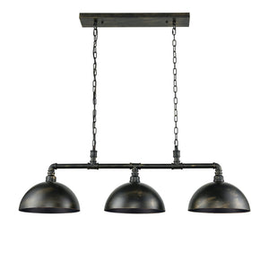 Atlas Mulvaney 49" Wide Rustic-Industrial 3-Light Linear Chandelier - Weathered Black & Gold Finish CL12355-BK
