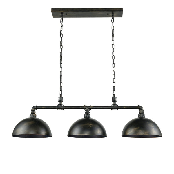Atlas Mulvaney 49" Wide Rustic-Industrial 3-Light Linear Chandelier - Weathered Black & Gold Finish CL12355-BK