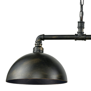 Atlas Mulvaney 49" Wide Rustic-Industrial 3-Light Linear Chandelier - Weathered Black & Gold Finish CL12355-BK