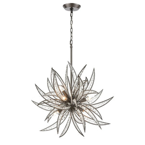 Atlas Naples 8-Light Chandelier - Tropical Elegance with Sculptural Metal Fronds and Crystal Accents Dark Graphite 26'' CL12356-BZ