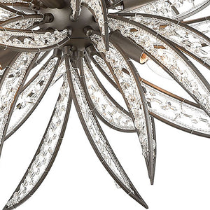 Atlas Naples 8-Light Chandelier - Tropical Elegance with Sculptural Metal Fronds and Crystal Accents Dark Graphite 26'' CL12356-BZ