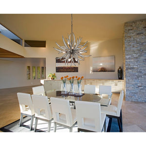 Atlas Naples 8-Light Chandelier - Tropical Elegance with Sculptural Metal Fronds and Crystal Accents Dark Graphite 34'' CL12357-BZ