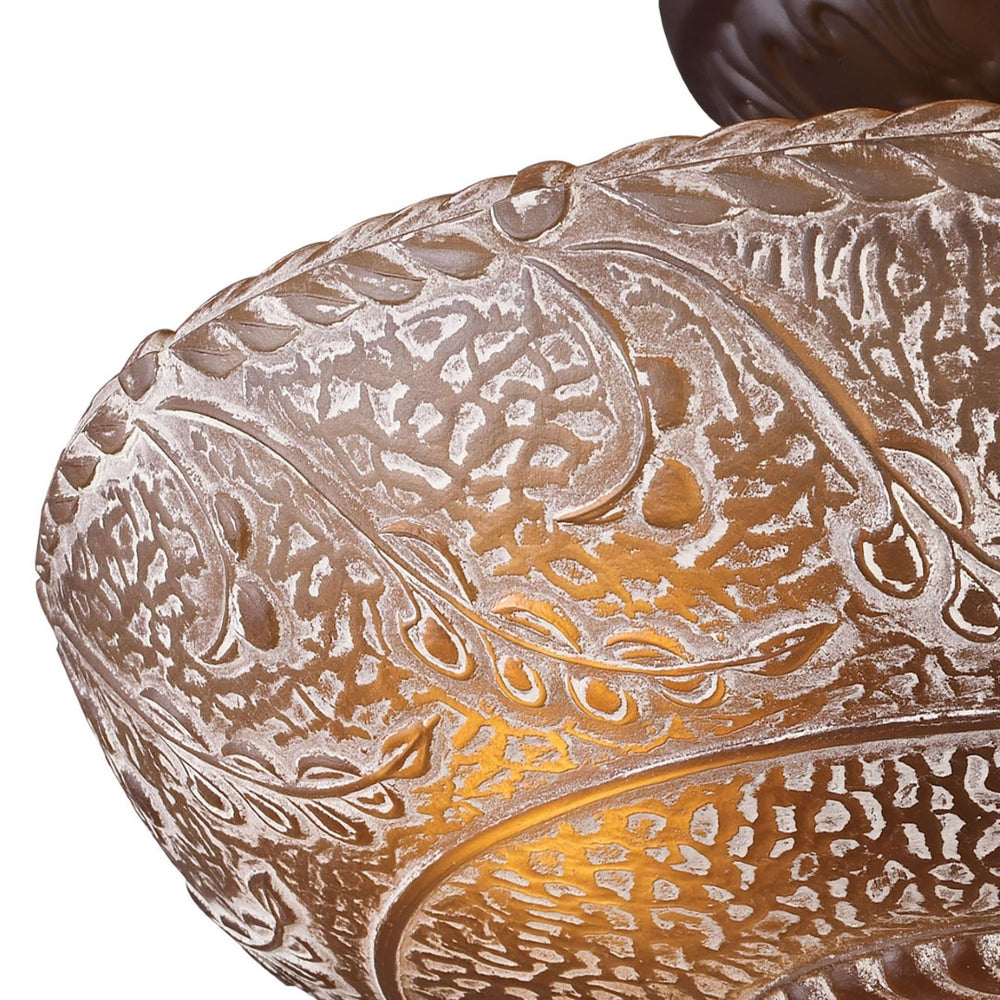 Atlas Norwich 14'' Wide 3-Light Semi Flush Mount - Classic Oiled Bronze with Warm Amber Glass Illumination CL12362-BZ
