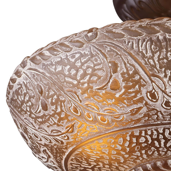 Atlas Norwich 14'' Wide 3-Light Semi Flush Mount - Classic Oiled Bronze with Warm Amber Glass Illumination CL12362-BZ