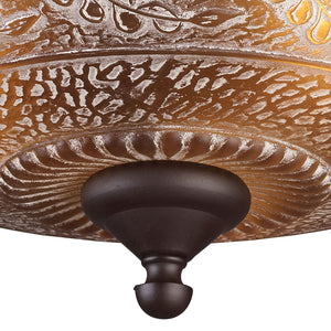 Atlas Norwich 14'' Wide 3-Light Semi Flush Mount - Classic Oiled Bronze with Warm Amber Glass Illumination CL12362-BZ