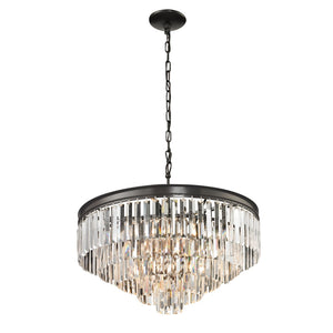 Atlas Palacial Crystal Cascade Chandelier - Elegant 6-Light Fixture for Modern Dining Rooms & Foyers Oil Rubbed Bronze 24'' CL12368-BZ