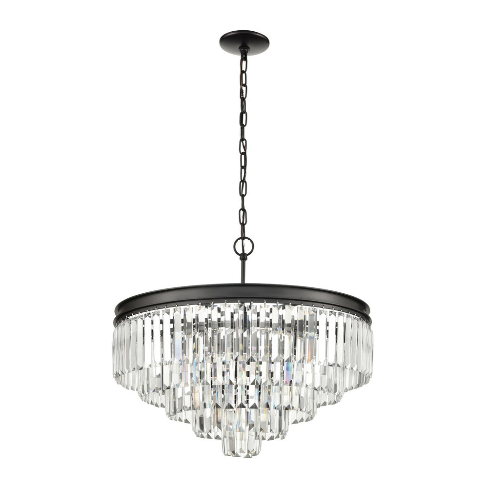 Atlas Palacial Crystal Cascade Chandelier - Elegant 6-Light Fixture for Modern Dining Rooms & Foyers Oil Rubbed Bronze 24'' CL12368-BZ
