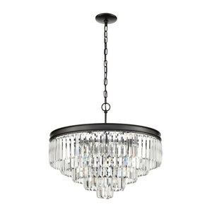 Atlas Palacial Crystal Cascade Chandelier - Elegant 6-Light Fixture for Modern Dining Rooms & Foyers Oil Rubbed Bronze 24'' CL12368-BZ