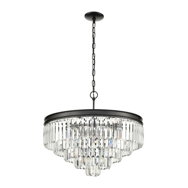 Atlas Palacial Crystal Cascade Chandelier - Elegant 6-Light Fixture for Modern Dining Rooms & Foyers Oil Rubbed Bronze 24'' CL12368-BZ
