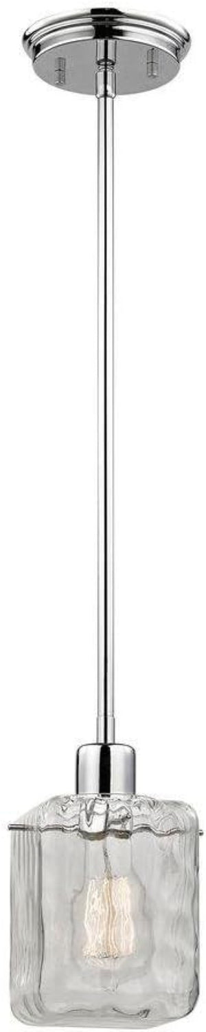 Atlas Morgan 4.5'' Wide 1-Light Pendant - Modern Cube-Shaped Rippled Glass with Polished Chrome Finish CL12371-CH