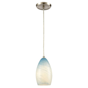 Atlas Planetario 5'' Wide 1-Light Mini Pendant - Sky-Blue Glass Shade with Satin Nickel Finish for Elegance CL12377-BL1
