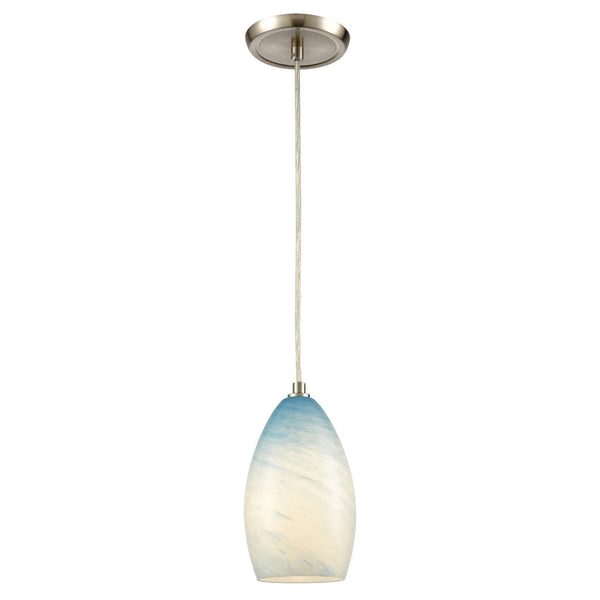 Atlas Planetario 5'' Wide 1-Light Mini Pendant - Sky-Blue Glass Shade with Satin Nickel Finish for Elegance CL12377-BL1