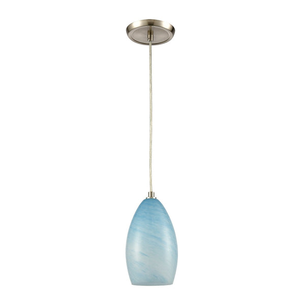Atlas Planetario 5'' Wide 1-Light Mini Pendant - Sky-Blue Glass Shade with Satin Nickel Finish for Elegance CL12377-BL1