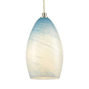 Atlas Planetario 5'' Wide 1-Light Mini Pendant - Sky-Blue Glass Shade with Satin Nickel Finish for Elegance CL12377-BL1