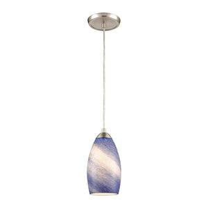 Atlas Planetario 5" Wide Mini Pendant Light - Organic Blue Glass Shade & Satin Nickel Hardware Elegance CL12377-BL2