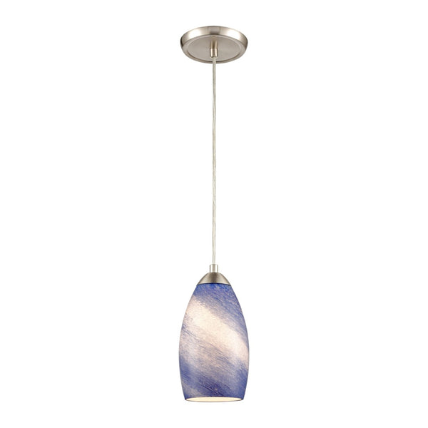 Atlas Planetario 5" Wide Mini Pendant Light - Organic Blue Glass Shade & Satin Nickel Hardware Elegance CL12377-BL2