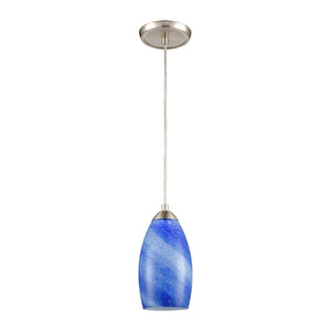 Atlas Planetario 5" Wide Mini Pendant Light - Organic Blue Glass Shade & Satin Nickel Hardware Elegance CL12377-BL2