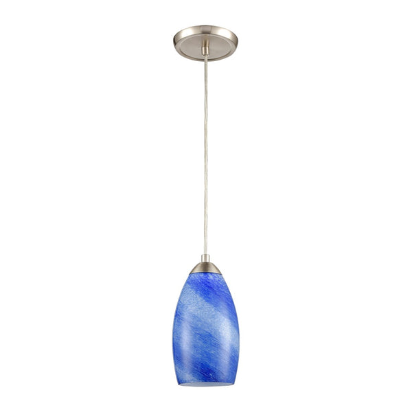 Atlas Planetario 5" Wide Mini Pendant Light - Organic Blue Glass Shade & Satin Nickel Hardware Elegance CL12377-BL2