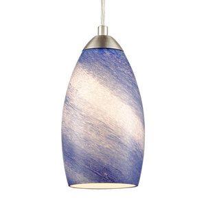 Atlas Planetario 5" Wide Mini Pendant Light - Organic Blue Glass Shade & Satin Nickel Hardware Elegance CL12377-BL2