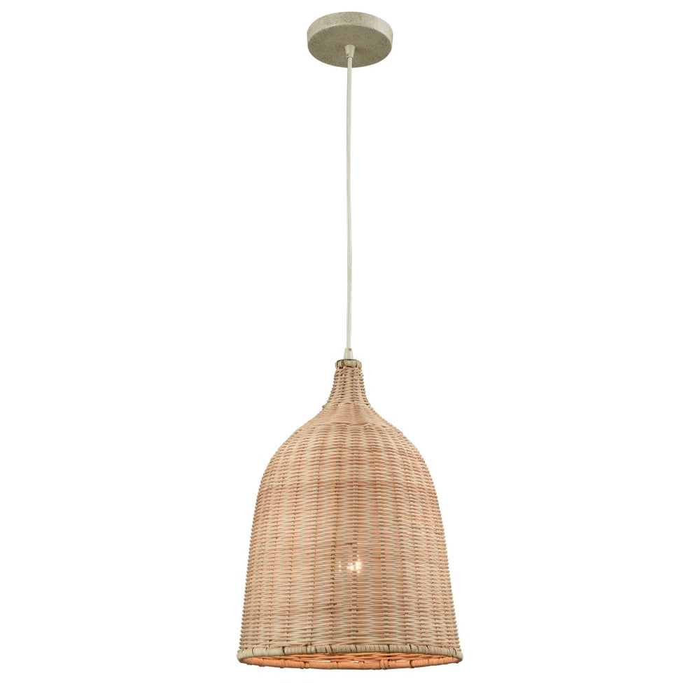Atlas Pleasant Fields Mini Pendant Light - Hand-Woven Wicker Shade for Cozy, Organic Home Décor Russet Beige 12'' CL12379-NA