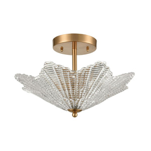 Atlas Radiance Semi Flush Mount Ceiling Light - Art Deco Clear Glass Shade for Modern Indoor Spaces Satin Brass 16'' CL12386-BS