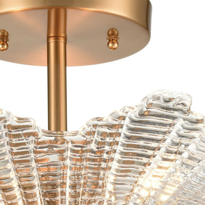 Atlas Radiance Semi Flush Mount Ceiling Light - Art Deco Clear Glass Shade for Modern Indoor Spaces Satin Brass 16'' CL12386-BS