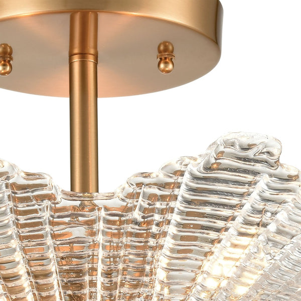 Atlas Radiance Semi Flush Mount Ceiling Light - Art Deco Clear Glass Shade for Modern Indoor Spaces Satin Brass 16'' CL12386-BS