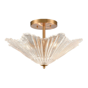 Atlas Radiance Semi Flush Mount Ceiling Light - Art Deco Clear Glass Shade for Modern Indoor Spaces Satin Brass 20'' CL12387-BS