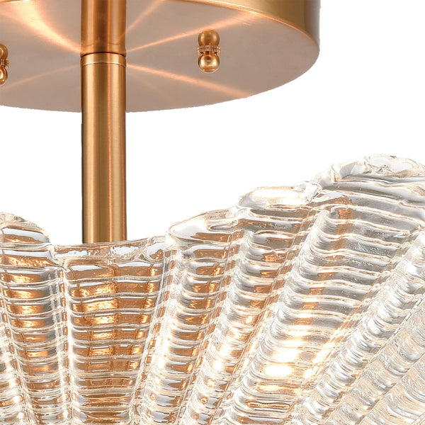 Atlas Radiance Semi Flush Mount Ceiling Light - Art Deco Clear Glass Shade for Modern Indoor Spaces Satin Brass 20'' CL12387-BS