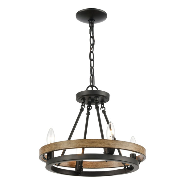 Atlas Ramsey 4-Light Chandelier - Modern Double-Ring Design for Stylish Indoor Illumination and Ambiance Matte Black 16'' CL12388-BK