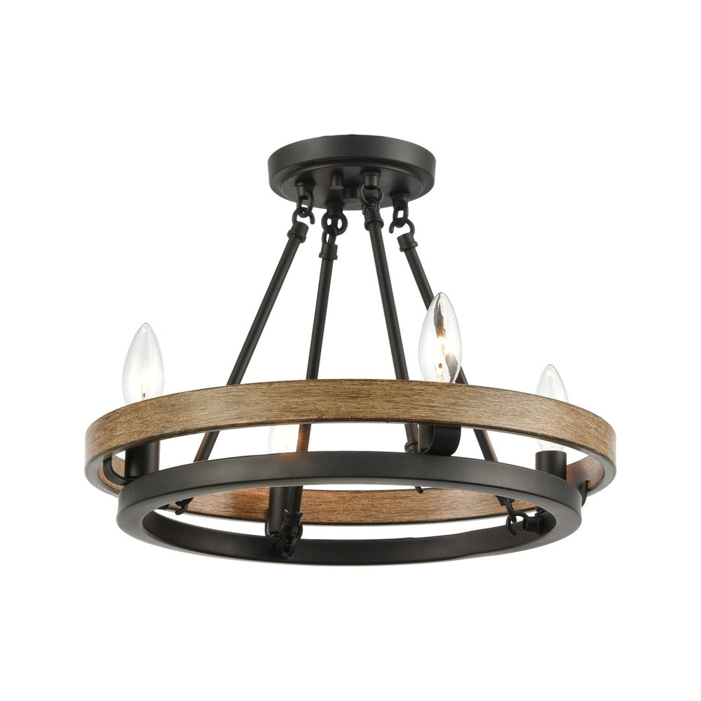 Atlas Ramsey 4-Light Chandelier - Modern Double-Ring Design for Stylish Indoor Illumination and Ambiance Matte Black 16'' CL12388-BK