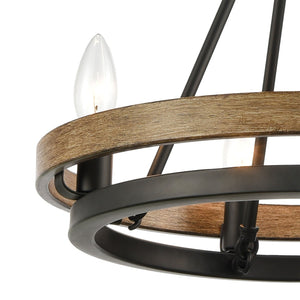 Atlas Ramsey 4-Light Chandelier - Modern Double-Ring Design for Stylish Indoor Illumination and Ambiance Matte Black 16'' CL12388-BK