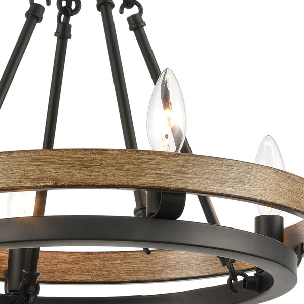 Atlas Ramsey 4-Light Chandelier - Modern Double-Ring Design for Stylish Indoor Illumination and Ambiance Matte Black 16'' CL12388-BK