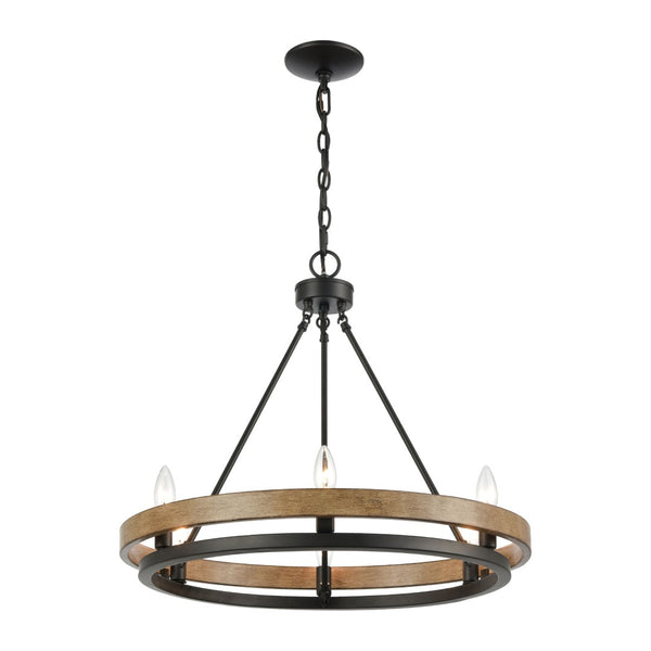 Atlas Ramsey 4-Light Chandelier - Modern Double-Ring Design for Stylish Indoor Illumination and Ambiance Matte Black 24'' CL12389-BK